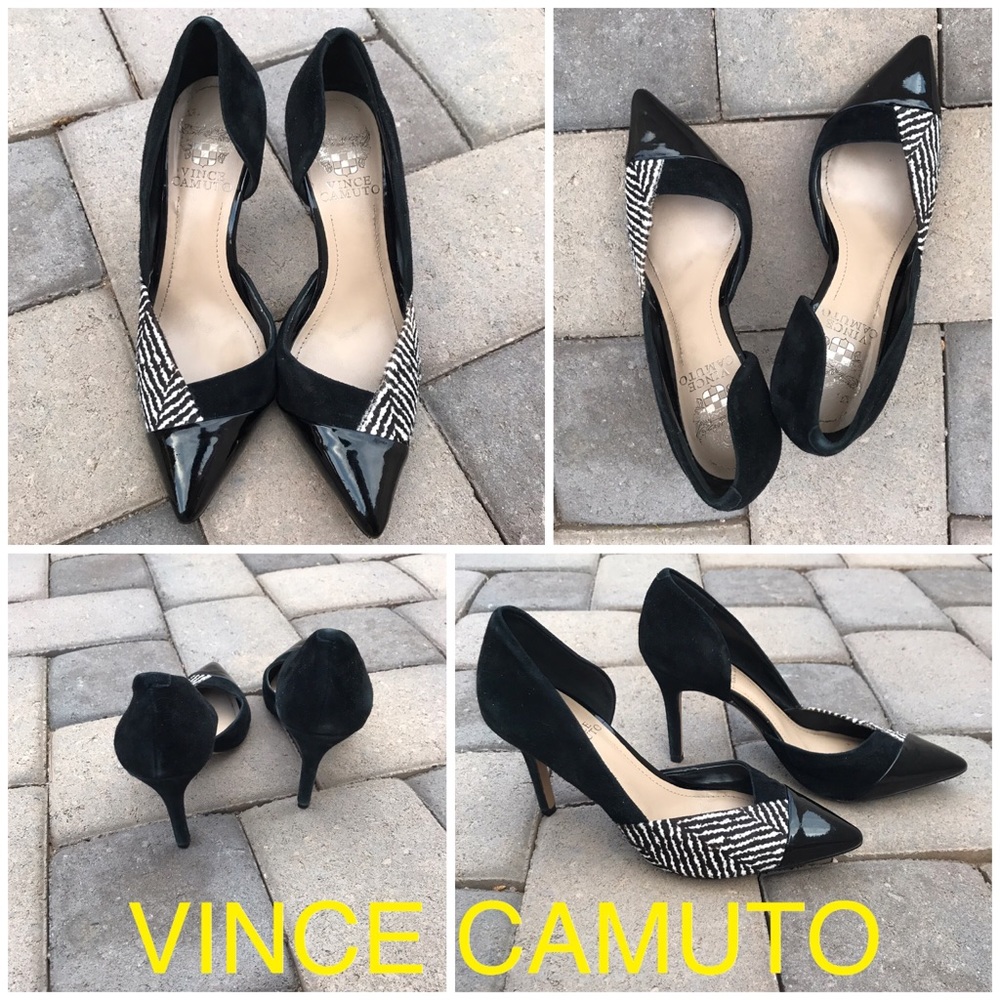 VINCE CAMUTO black & white pointed toe heels